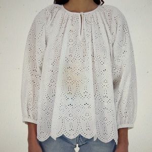 NWT Roberta Roller Rabbit Eyelet Button Front Blouse Size L